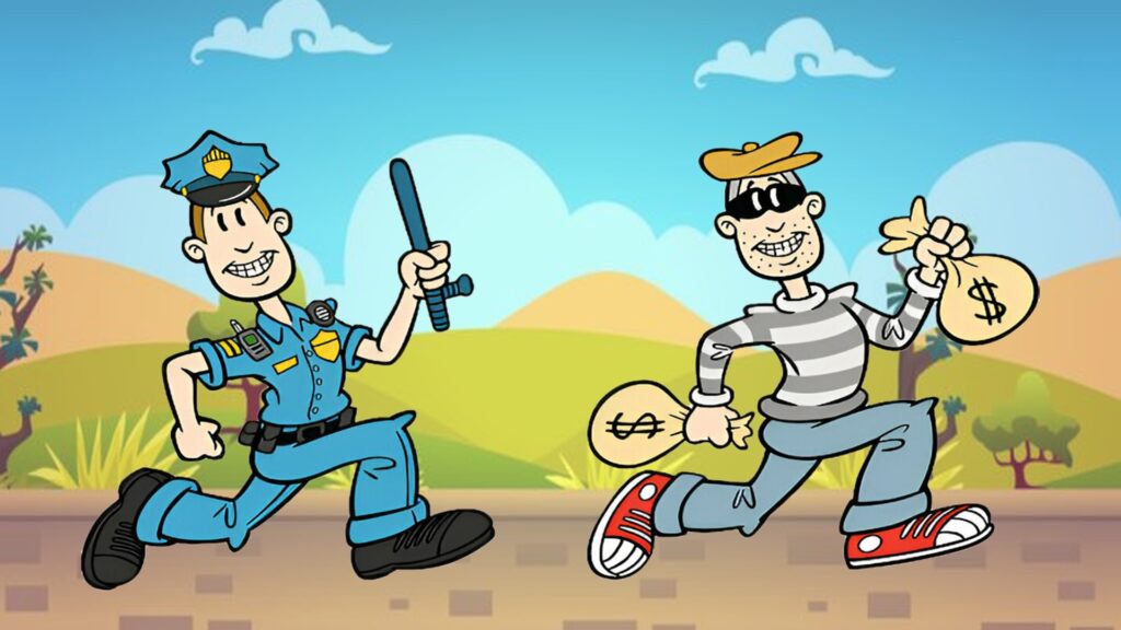 cops and robbers tag game