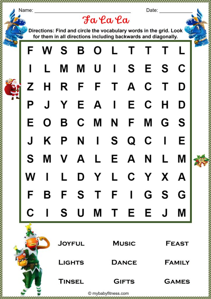 Free printable Christmas word search puzzles