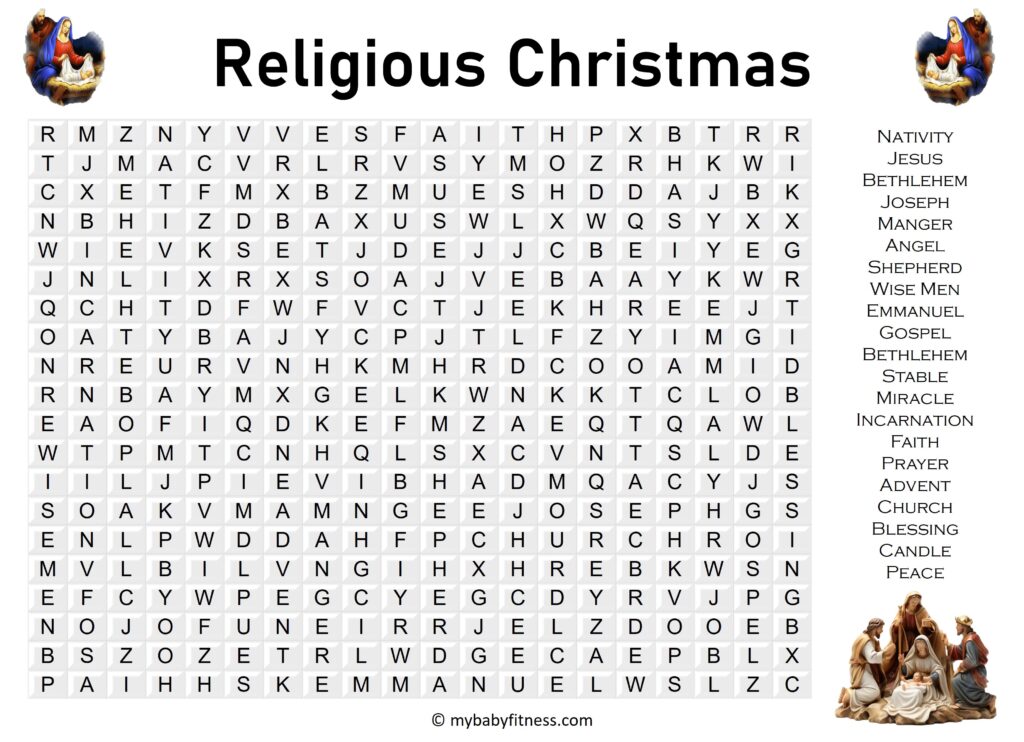 Free printable Christmas word search puzzles