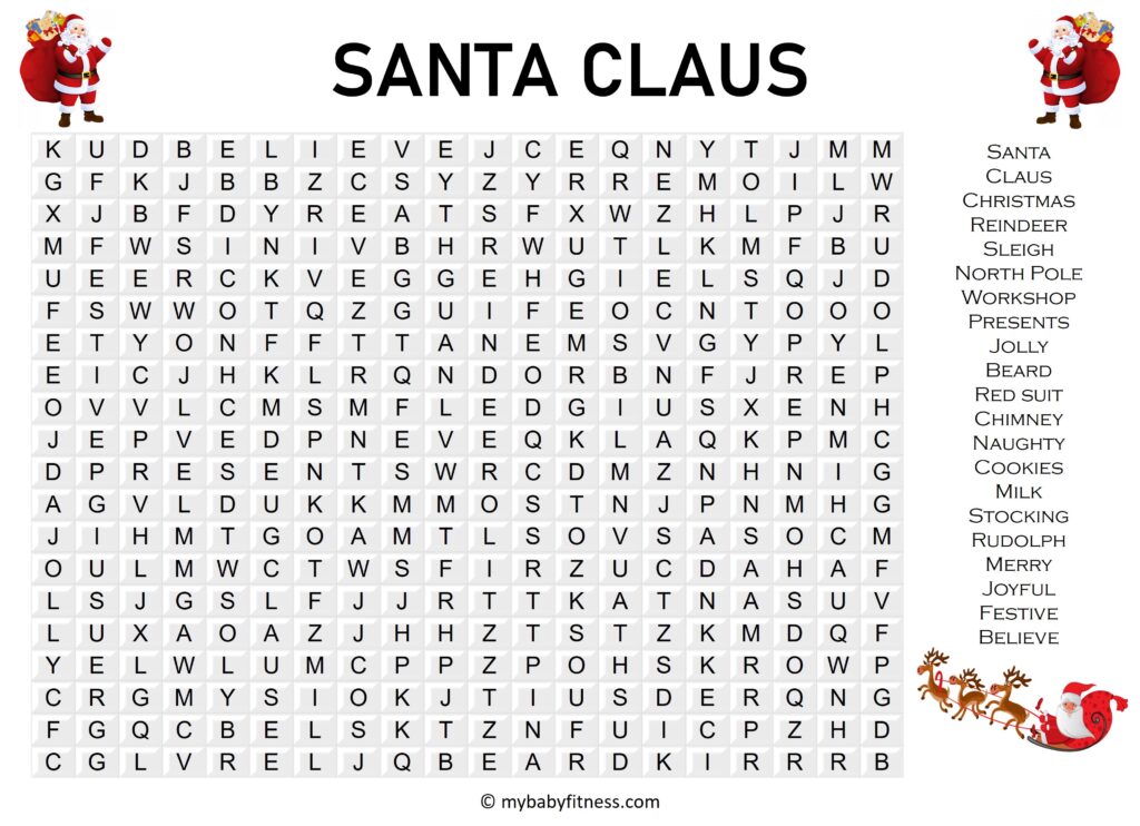 Free printable Christmas word search puzzles